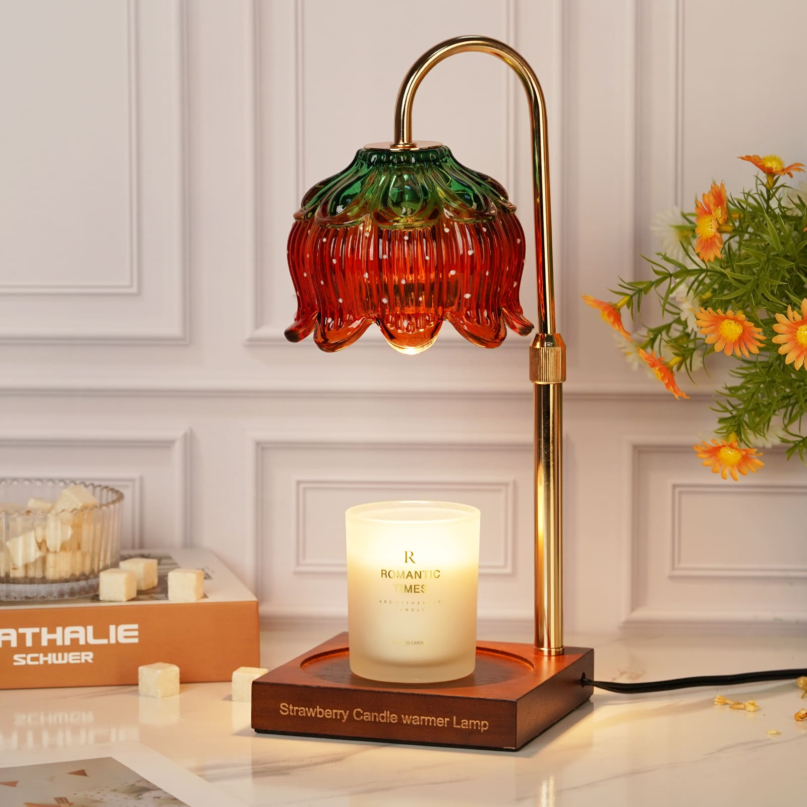 Strawberry Candle Warmer Lamp with Timer & Dimmer - Adjustable Height Wax Melt Warmer for Jar Candles - Image 2